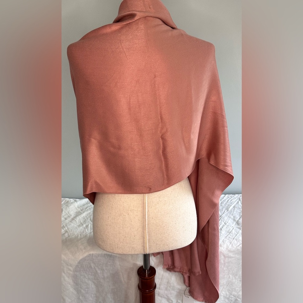 Calvin Klein Pink Silk Scarf Wrap - Picture 4 of 11